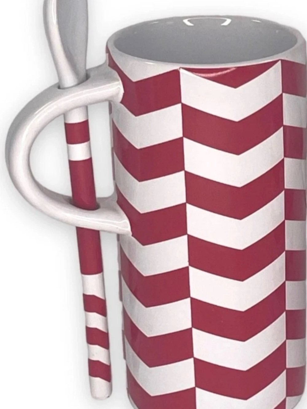VTG 2013 Starbucks Collectors Red & White Candy Cane Mug With Spoon 8 oz